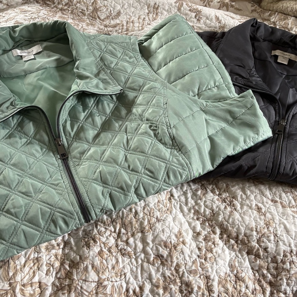 Set of 2 CJ Banks Quilted Puffer Jacket - Mint and Black